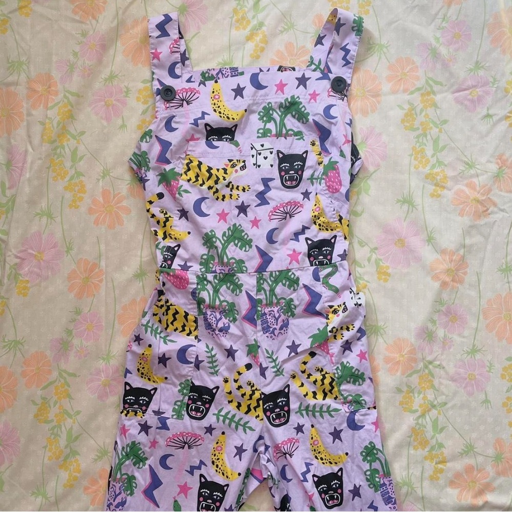 Nooworks Hastings poplin overalls novelty print jaguar banana mushroom SO CUTE!